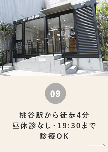 桃谷駅から徒歩4分昼休診なし・19:30まで診療OK